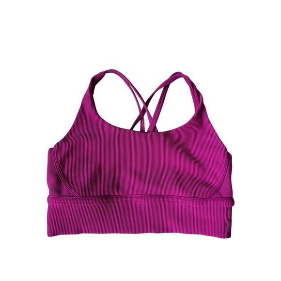lululemon Energy Longline Ribbed Magenta Sports Bra size 10 Pink - Picture 2 of 5